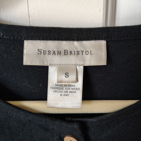 Vintage 90s Susan Bristol Women's Top Size Small Black Button Up Art‎ to Wear - Picture 7 of 9